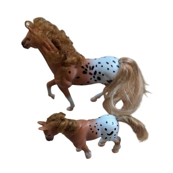 Vintage Kid Kore Appaloosa Horse Figurines Set Of 2 With Curly Manes & Tails - Picture 2 of 10